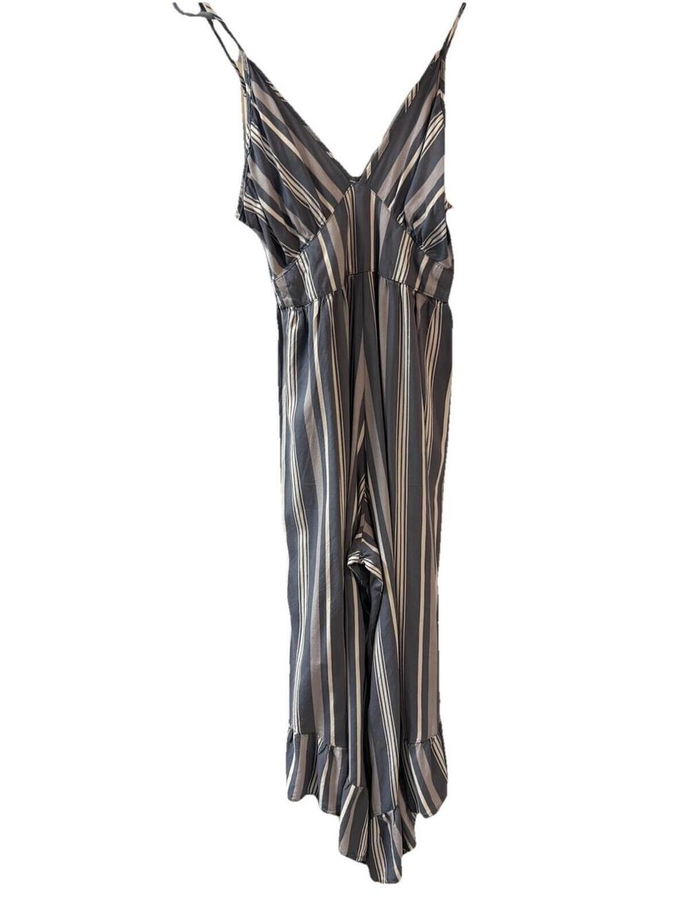 Angie Blue And White Striped Comfortable Jumpsuit Size Large Summer Resortwear